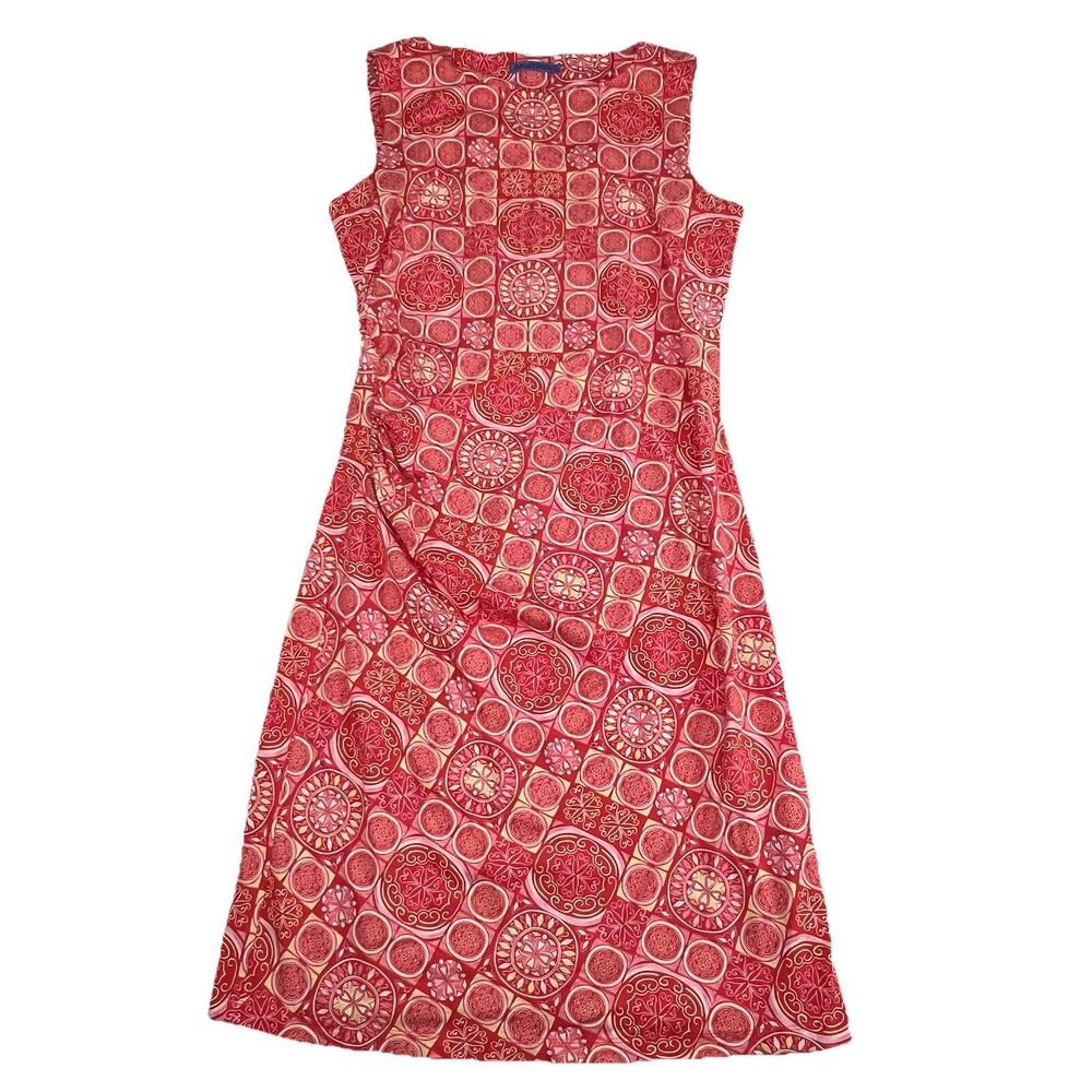 J. McLaughlin Dress Size L Pink Geometric Sleeveless Catalina Cloth Resortwear